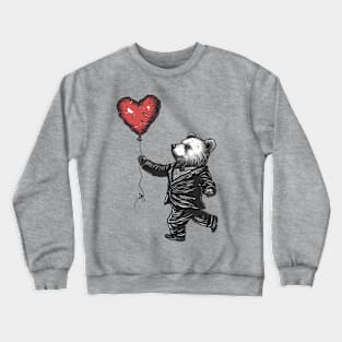 Charming Valentine Victorian: Cute Bear in Dapper Suit Holding Heart-Shaped Balloon Crewneck Sweatshirt